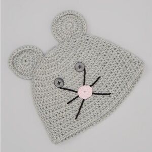 Adorable Gray Mouse Ear Crochet Hat for Kids